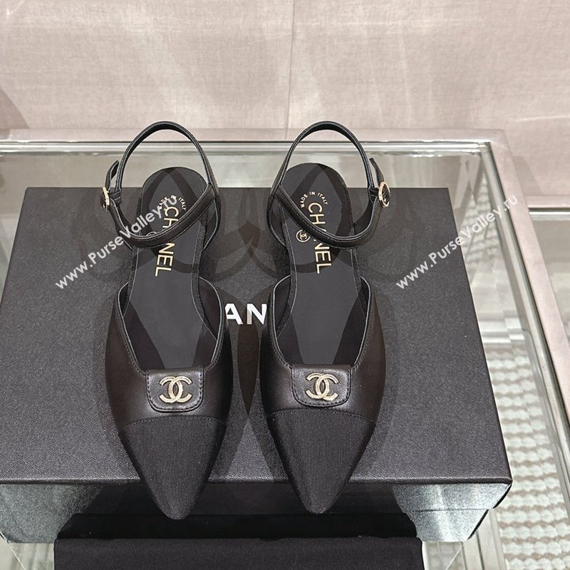 Chanel Lambskin Slingback Flat with CC Foldover 2.5cm Black 2024 0126 (MD-240126045)