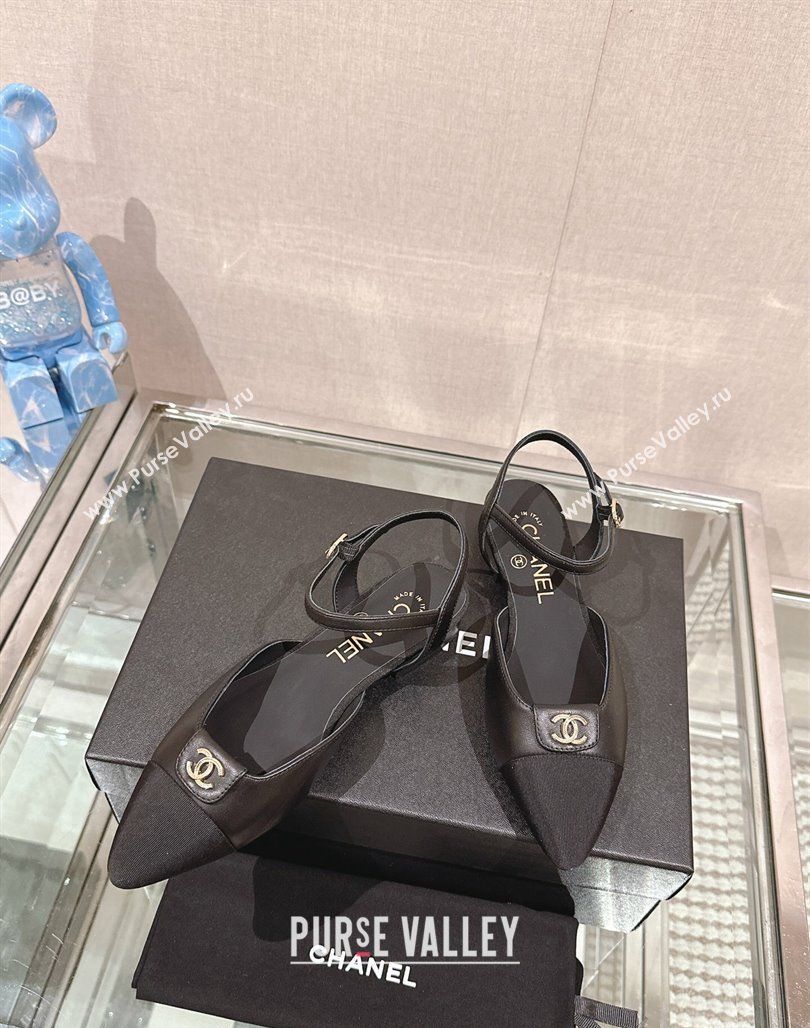 Chanel Lambskin Slingback Flat with CC Foldover 2.5cm Black 2024 0126 (MD-240126045)