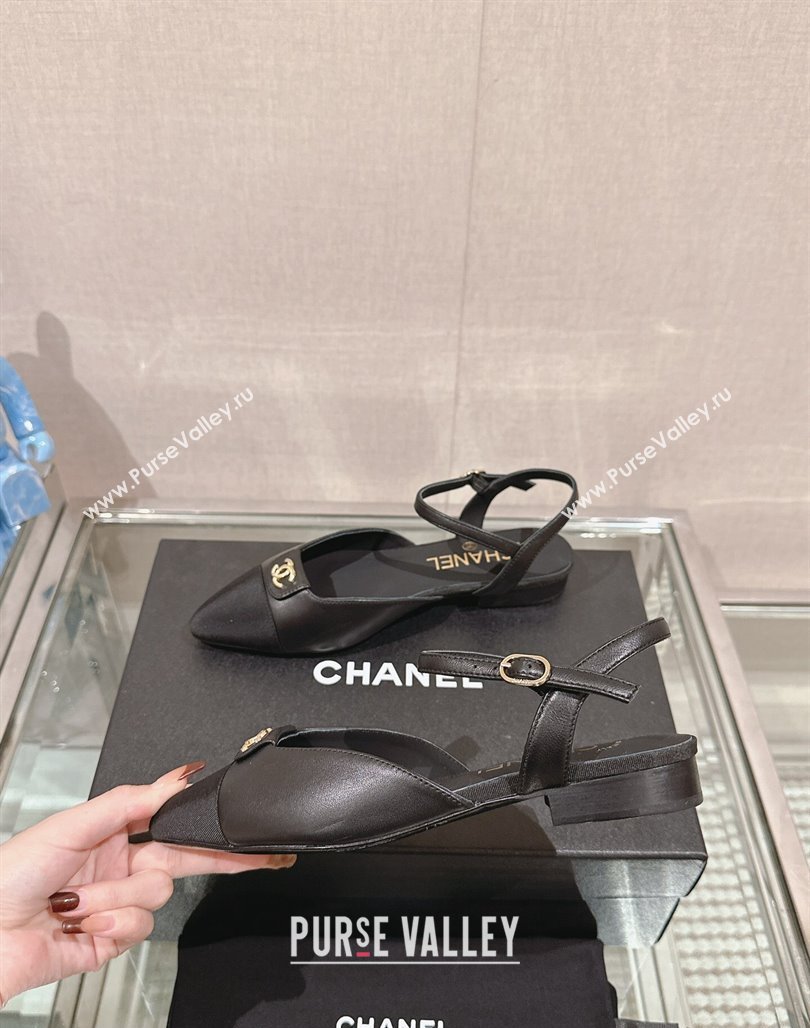 Chanel Lambskin Slingback Flat with CC Foldover 2.5cm Black 2024 0126 (MD-240126045)