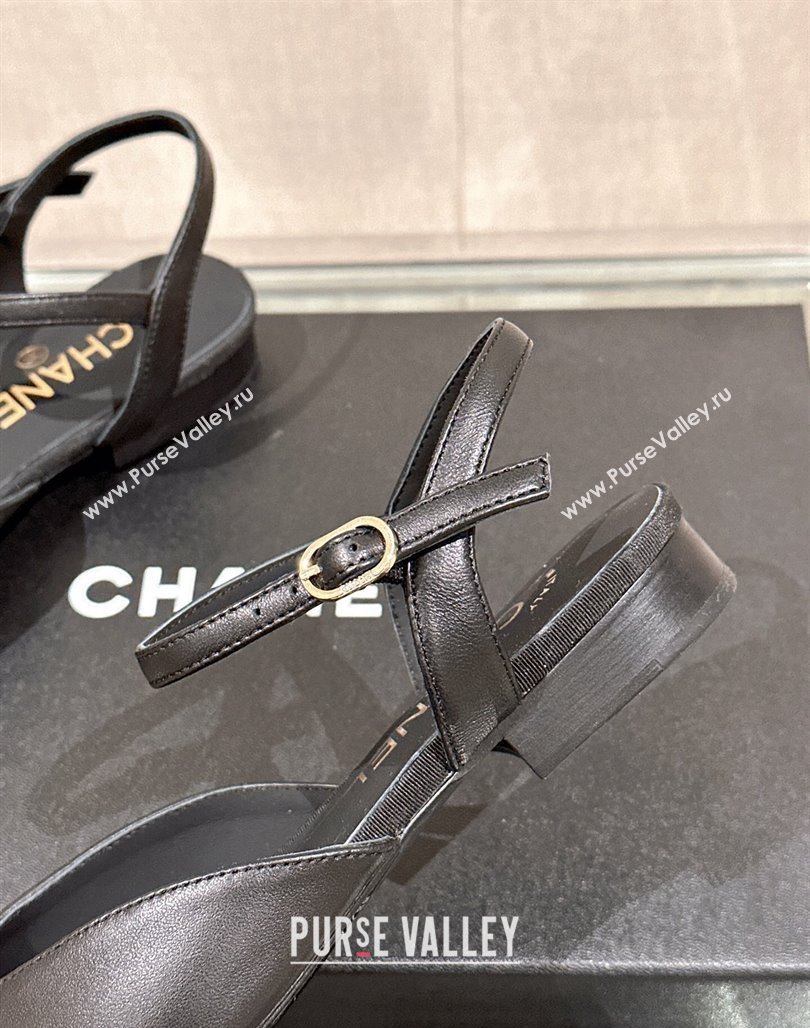 Chanel Lambskin Slingback Flat with CC Foldover 2.5cm Black 2024 0126 (MD-240126045)