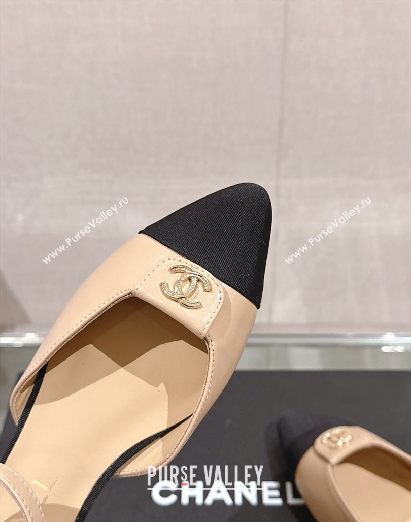 Chanel Lambskin Slingback Flat with CC Foldover 2.5cm Beige 2024 0126 (MD-240126046)