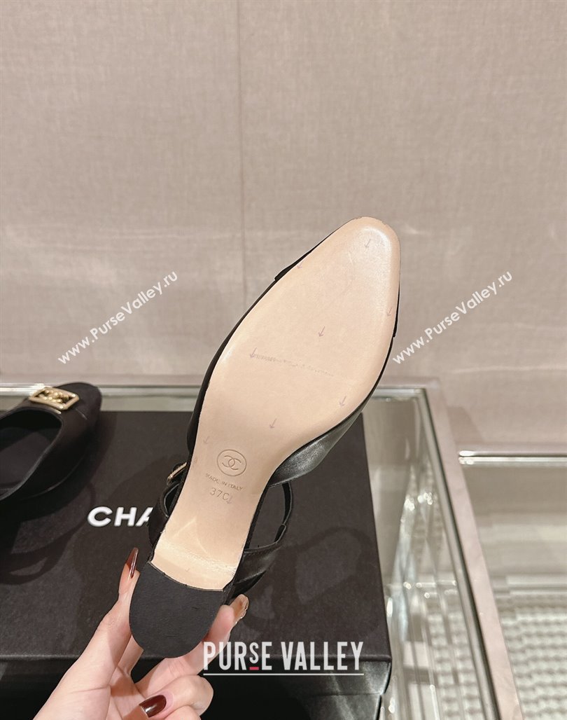 Chanel Lambskin Slingback Pumps with Framed CC 7cm Black 2024 0126 (MD-240126051)