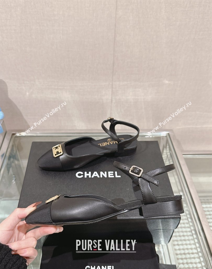 Chanel Lambskin Slingback Flat with Framed CC 2.5cm Black 2024 0126 (MD-240126048)