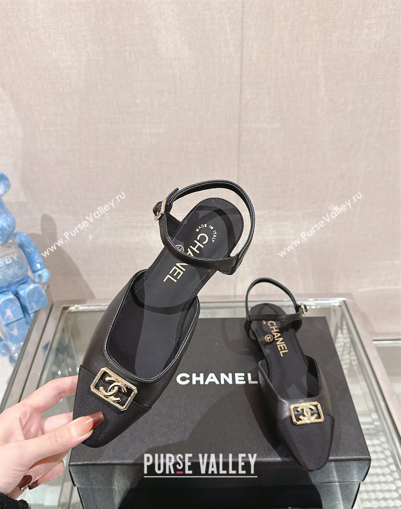 Chanel Lambskin Slingback Flat with Framed CC 2.5cm Black 2024 0126 (MD-240126048)