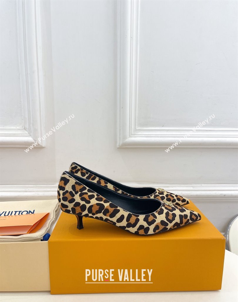 Louis Vuitton Stellar Pumps 4cm in Leopard Print Hairy Leather Brown 2024 1ACLE0 (MD-240127017)