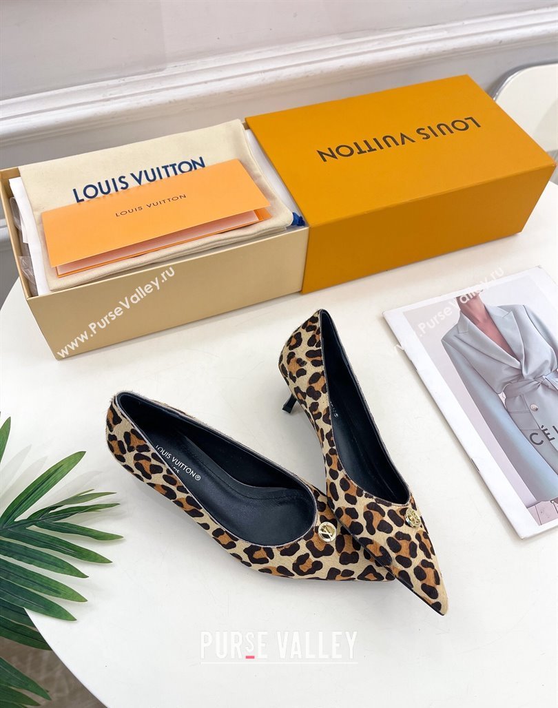 Louis Vuitton Stellar Pumps 4cm in Leopard Print Hairy Leather Brown 2024 1ACLE0 (MD-240127017)