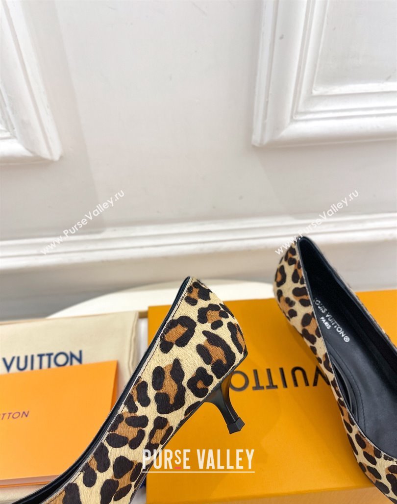 Louis Vuitton Stellar Pumps 4cm in Leopard Print Hairy Leather Brown 2024 1ACLE0 (MD-240127017)