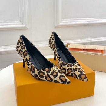 Louis Vuitton Stellar Pumps 7cm in Leopard Print Hairy Leather Brown 2024 1ACLE0 (MD-240127024)