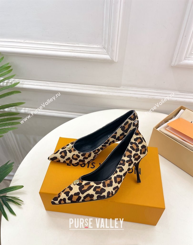 Louis Vuitton Stellar Pumps 7cm in Leopard Print Hairy Leather Brown 2024 1ACLE0 (MD-240127024)