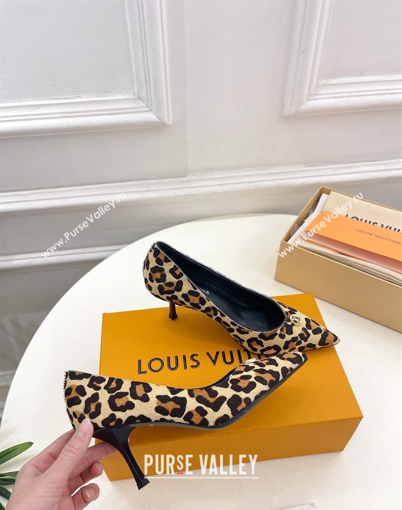 Louis Vuitton Stellar Pumps 7cm in Leopard Print Hairy Leather Brown 2024 1ACLE0 (MD-240127024)