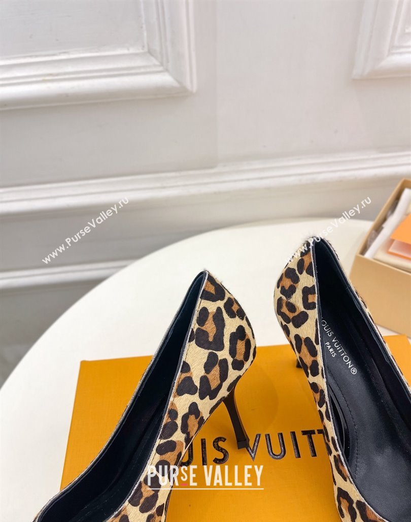 Louis Vuitton Stellar Pumps 7cm in Leopard Print Hairy Leather Brown 2024 1ACLE0 (MD-240127024)