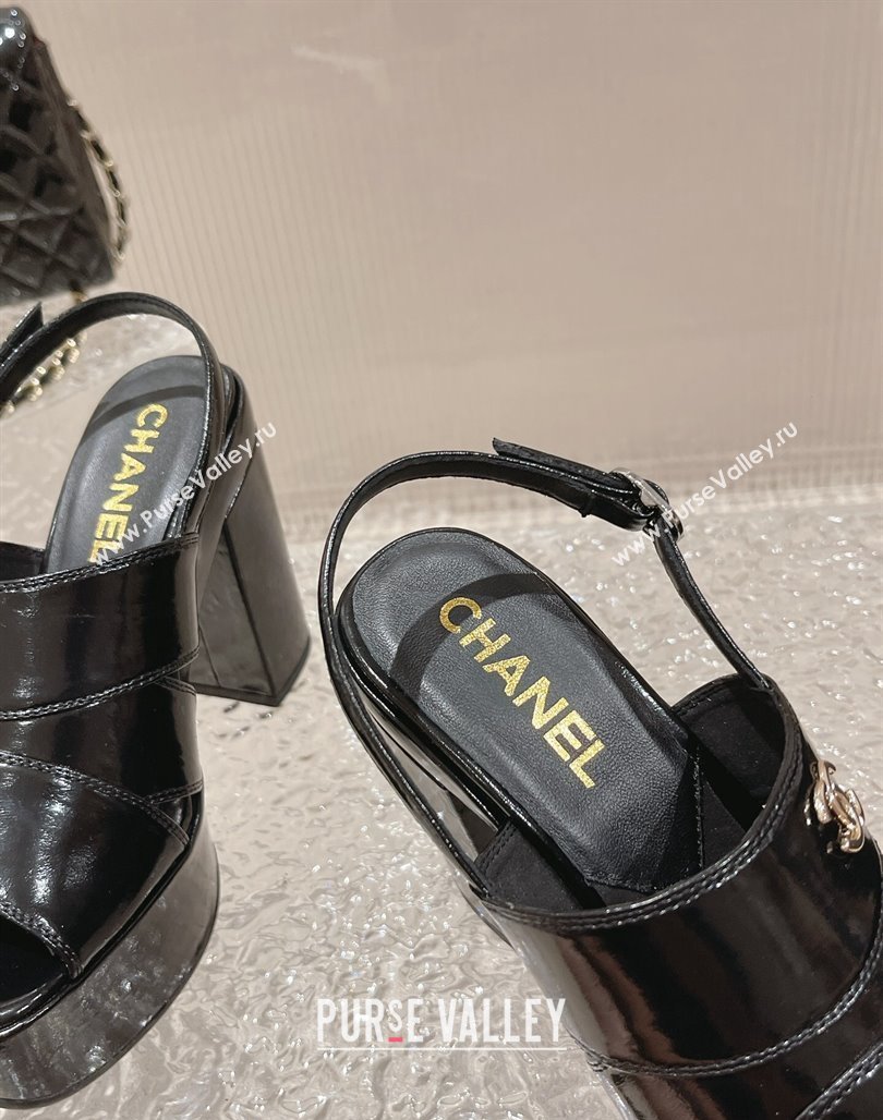 Chanel Patent Calfskin Platform Sandals Black 2024 0126 (MD-240126086)