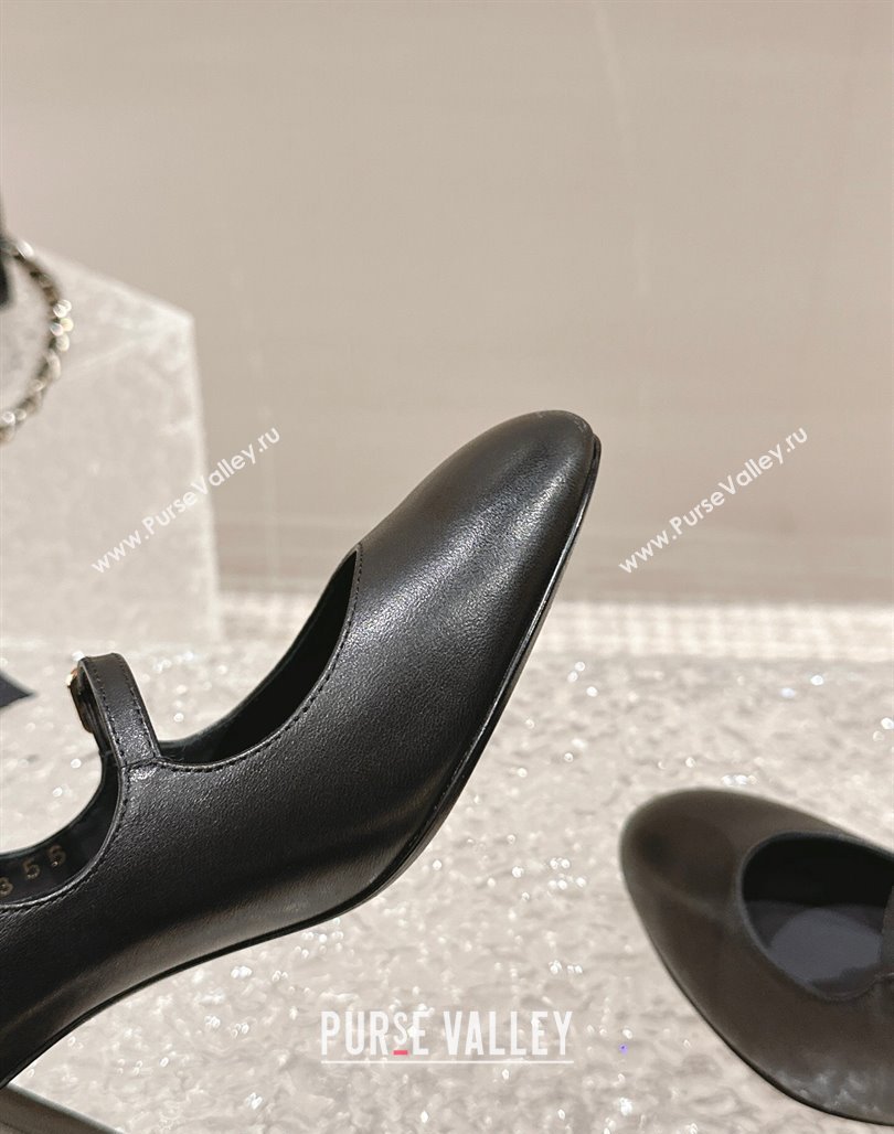 Chanel Calfskin Double Strap Mary Janes Pumps Black 2024 0126 (MD-240126089)