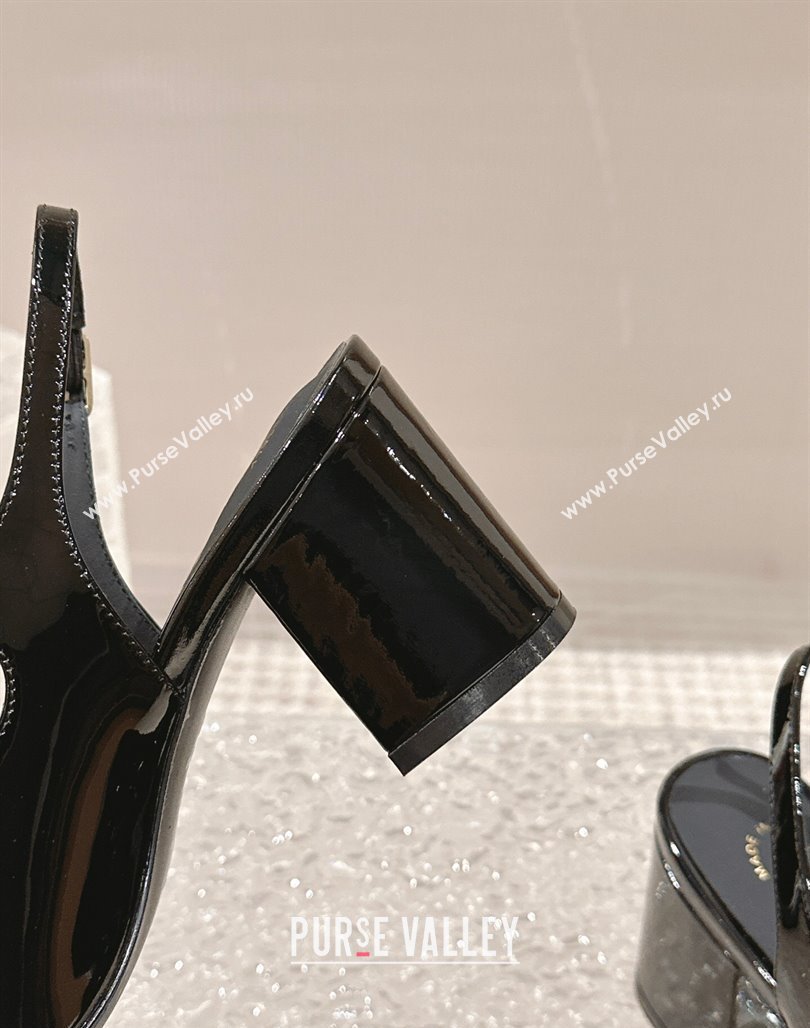 Chanel Patent Leather Double Strap Mary Jane Slingback Pumps Black 2024 0126 (MD-240126091)