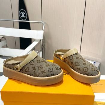 Louis Vuitton Aspen Platform Clog Platform Mules in Monogram Canvas Khaki 2024 1ACMR5 (MD-240127029)