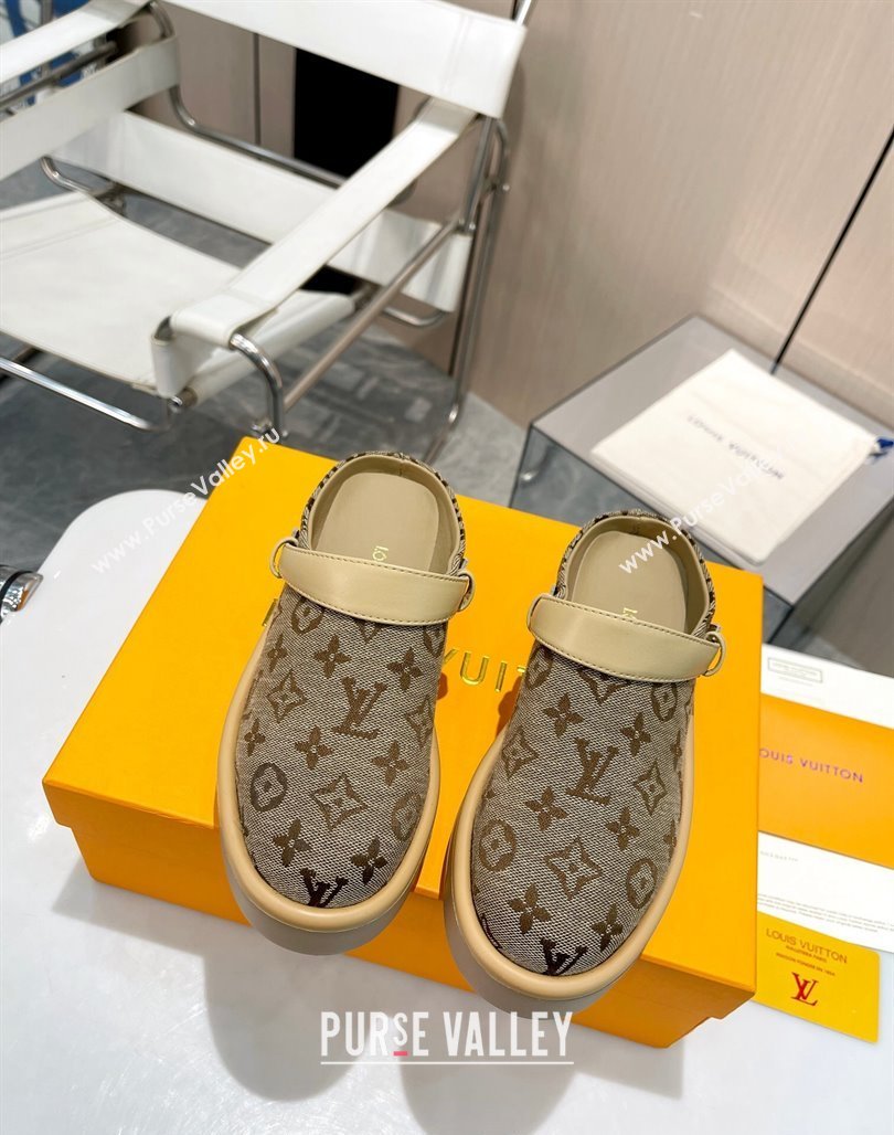 Louis Vuitton Aspen Platform Clog Platform Mules in Monogram Canvas Khaki 2024 1ACMR5 (MD-240127029)