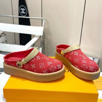 Louis Vuitton Aspen Platform Clog Platform Mules in Monogram Canvas Red 2024 1ACMR5 (MD-240127030)