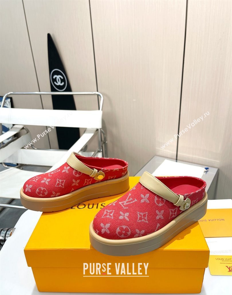 Louis Vuitton Aspen Platform Clog Platform Mules in Monogram Canvas Red 2024 1ACMR5 (MD-240127030)