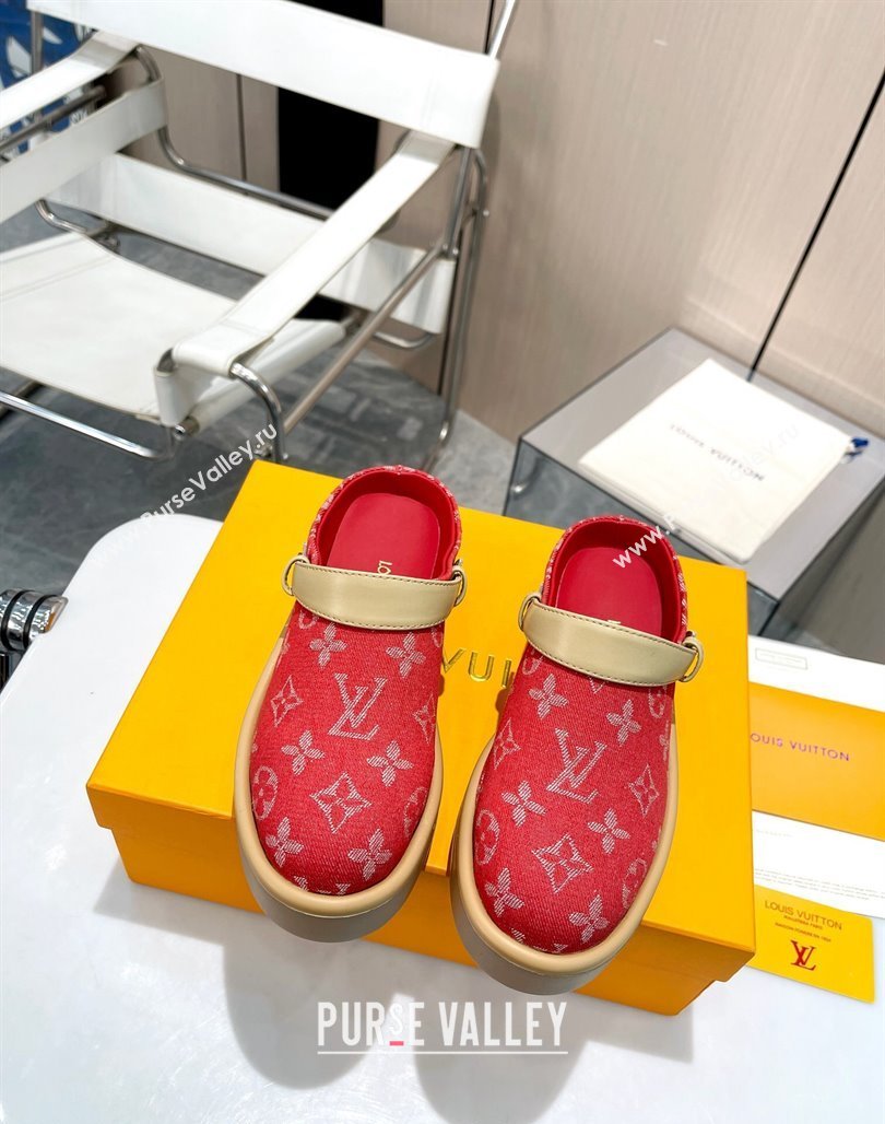 Louis Vuitton Aspen Platform Clog Platform Mules in Monogram Canvas Red 2024 1ACMR5 (MD-240127030)