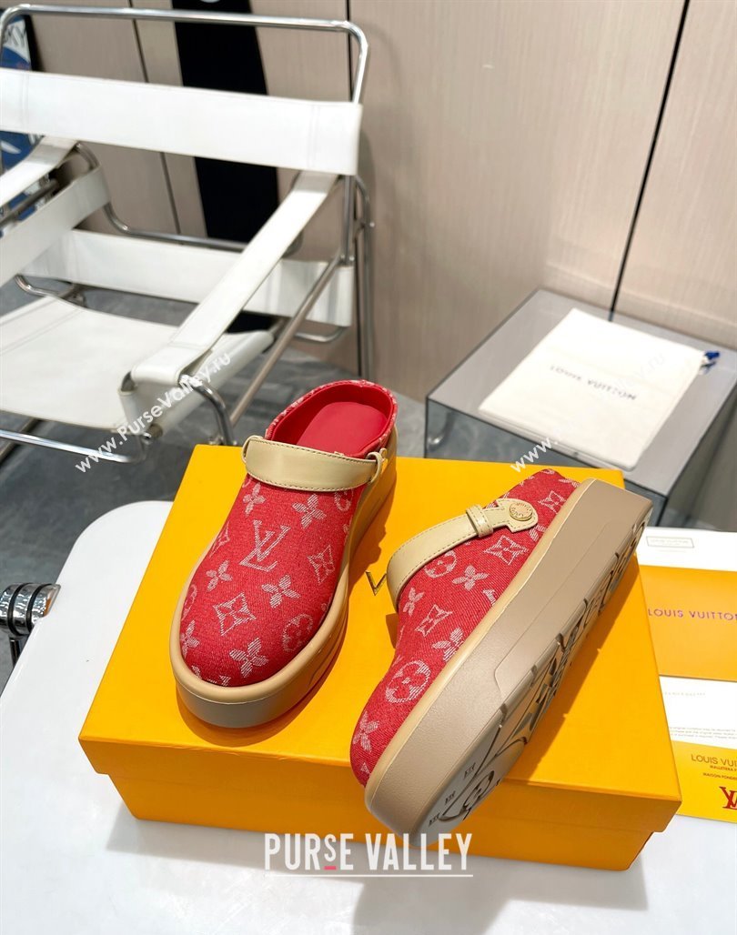 Louis Vuitton Aspen Platform Clog Platform Mules in Monogram Canvas Red 2024 1ACMR5 (MD-240127030)