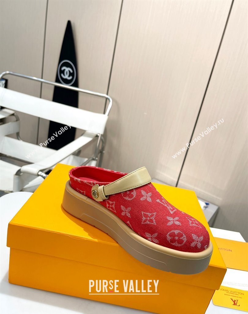 Louis Vuitton Aspen Platform Clog Platform Mules in Monogram Canvas Red 2024 1ACMR5 (MD-240127030)