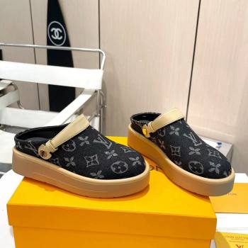 Louis Vuitton Aspen Platform Clog Platform Mules in Black Monogram Denim 2024 1ACMR5 (MD-240127028)