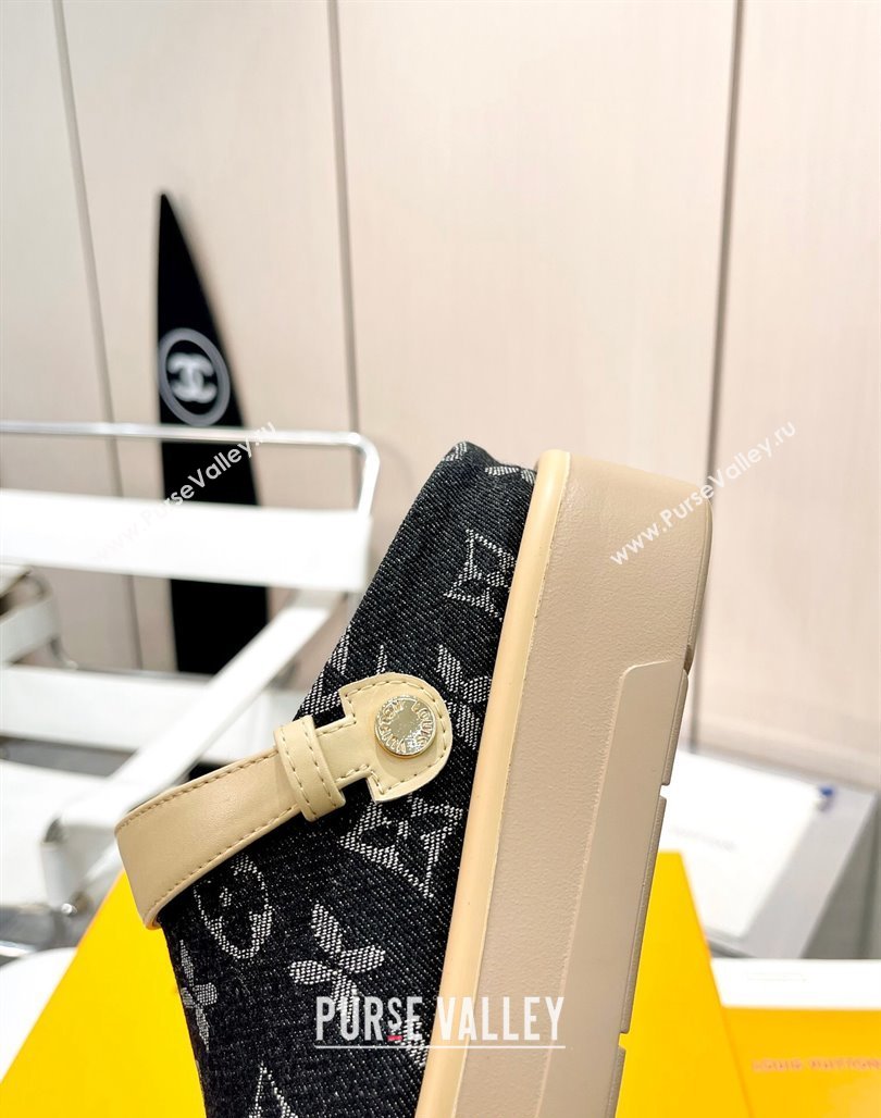 Louis Vuitton Aspen Platform Clog Platform Mules in Black Monogram Denim 2024 1ACMR5 (MD-240127028)