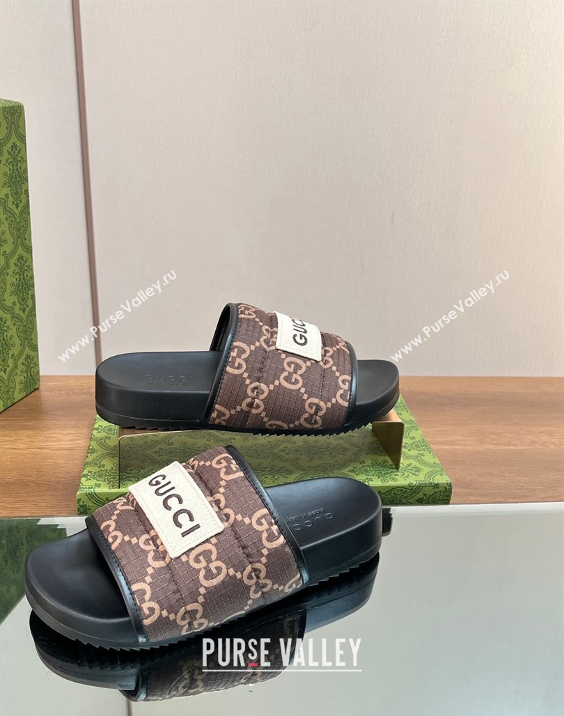 Gucci Maxi-GG Flat Slide Sandals Brown 2024 771466 (MD-240127033)