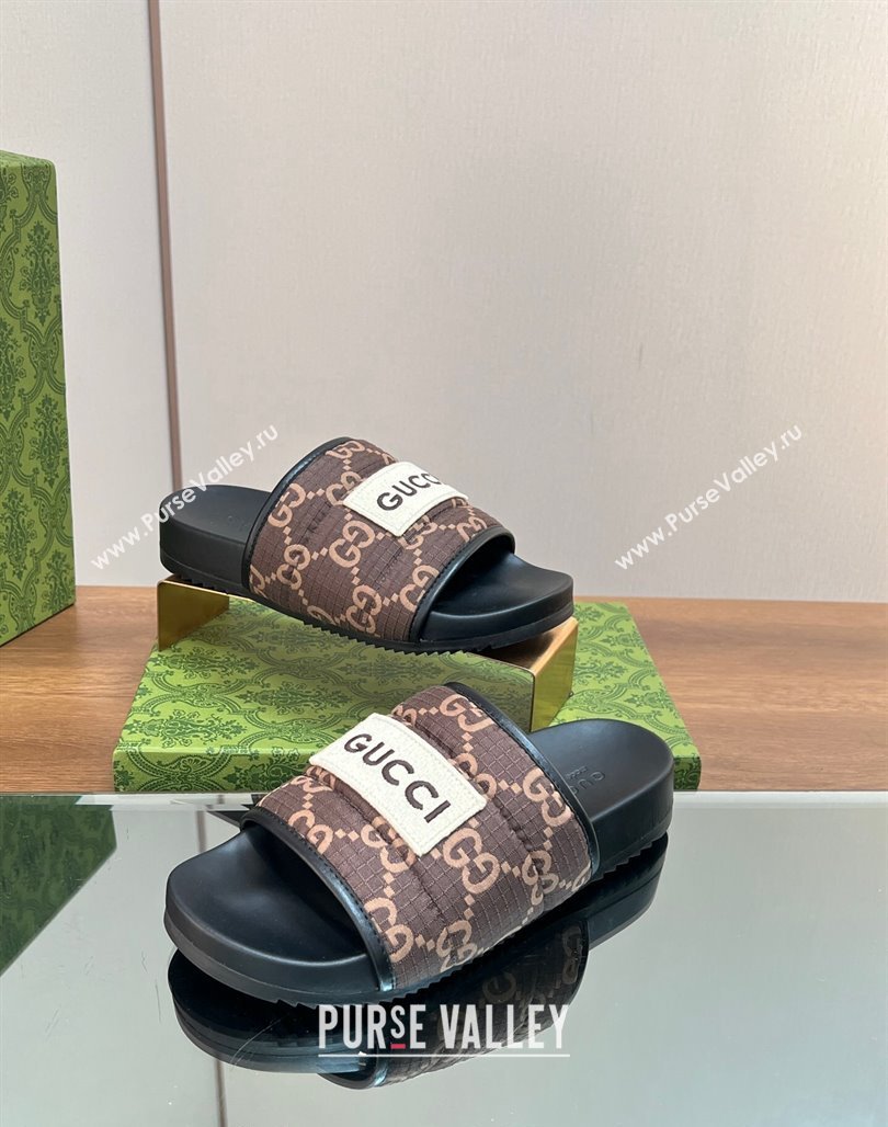 Gucci Maxi-GG Flat Slide Sandals Brown 2024 771466 (MD-240127033)