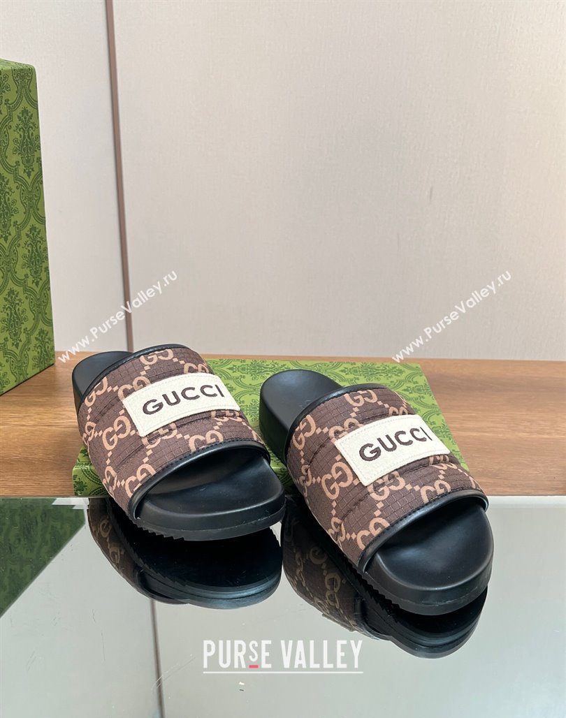 Gucci Maxi-GG Flat Slide Sandals Brown 2024 771466 (MD-240127033)