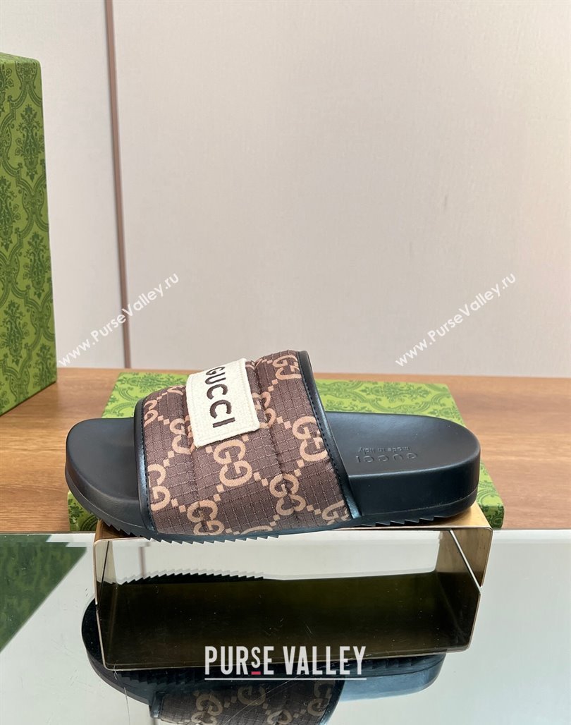 Gucci Maxi-GG Flat Slide Sandals Brown 2024 771466 (MD-240127033)