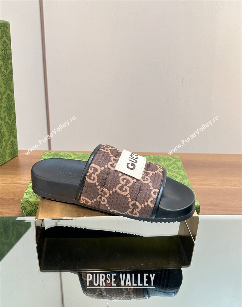 Gucci Maxi-GG Flat Slide Sandals Brown 2024 771466 (MD-240127033)