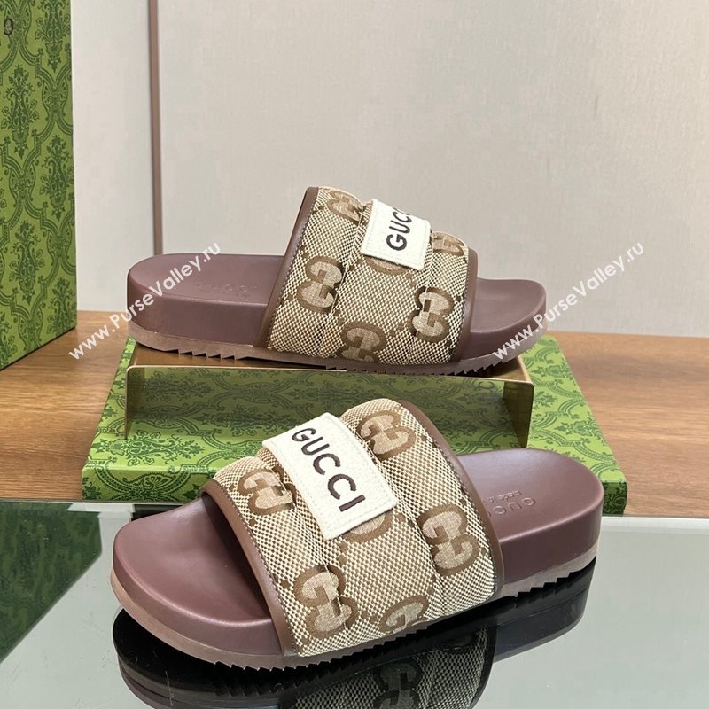 Gucci Maxi-GG Flat Slide Sandals Camel 2024 771466 (MD-240127034)