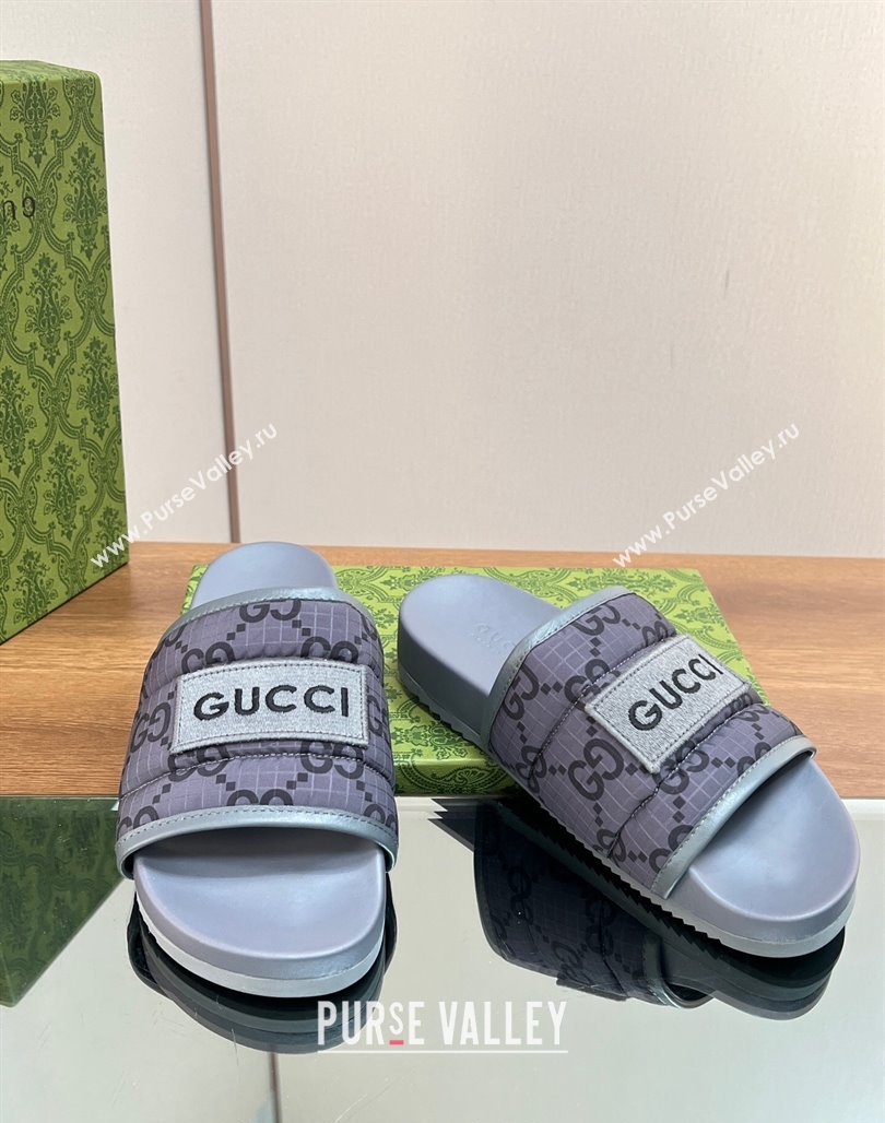 Gucci GG Flat Slide Sandals Grey 2024 771466 (MD-240127035)