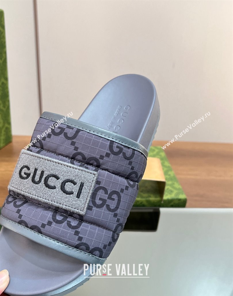 Gucci GG Flat Slide Sandals Grey 2024 771466 (MD-240127035)