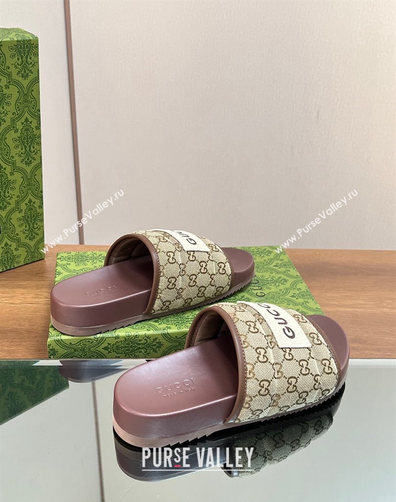 Gucci GG Flat Slide Sandals Beige/Brown 2024 771466 (MD-240127036)