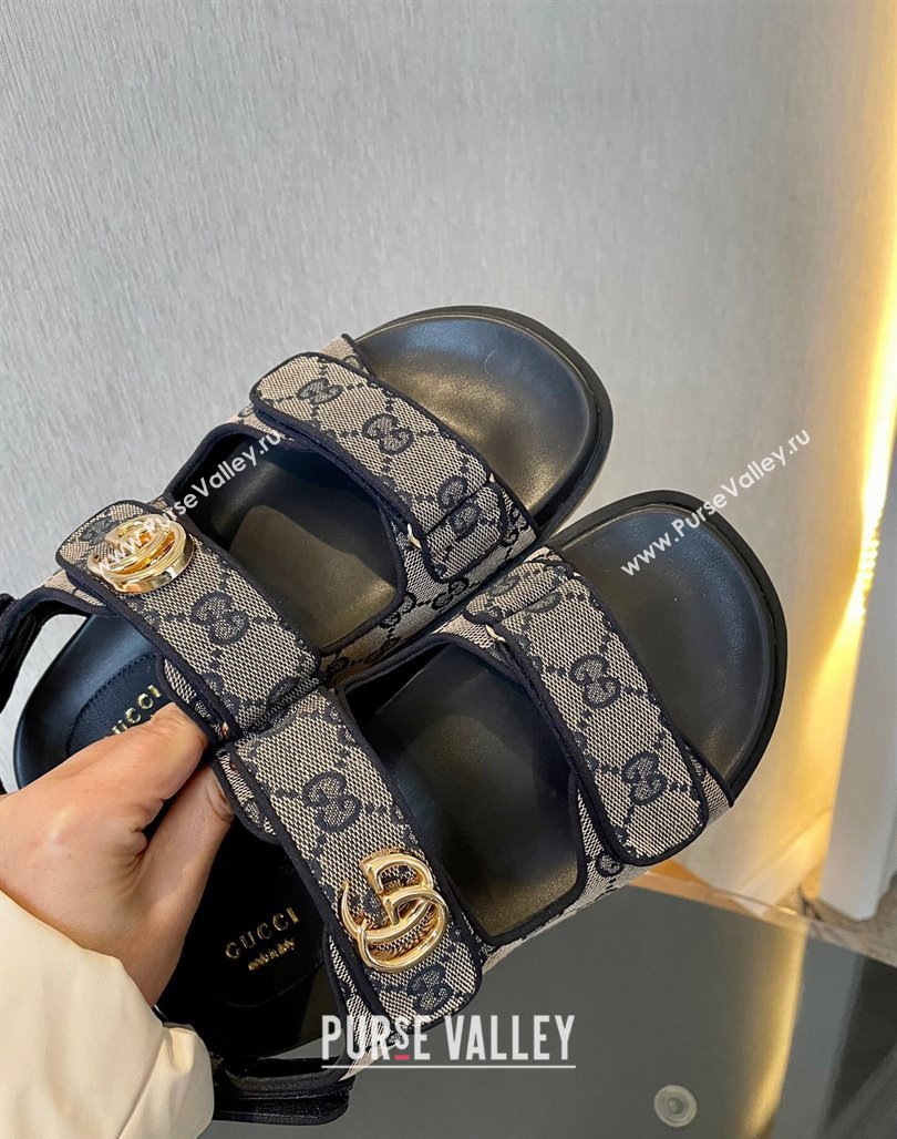 Gucci Double G Canvas Flat Sandals Grey/Blue 2024 771575 (MD-240127039)