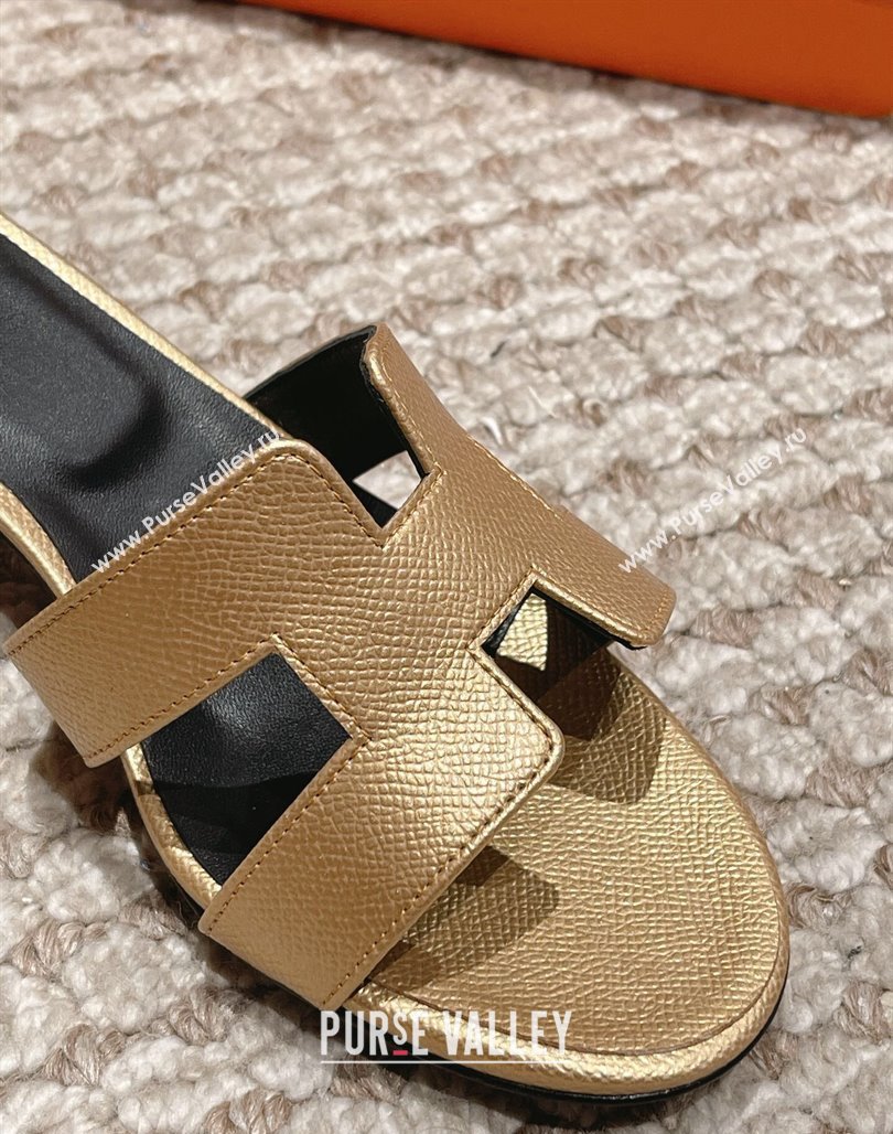 Hermes Classic Oasis Heel Slide Sandals 4.5cm in Palm Grained Leather Gold 2024 0123 (MD-240123007)