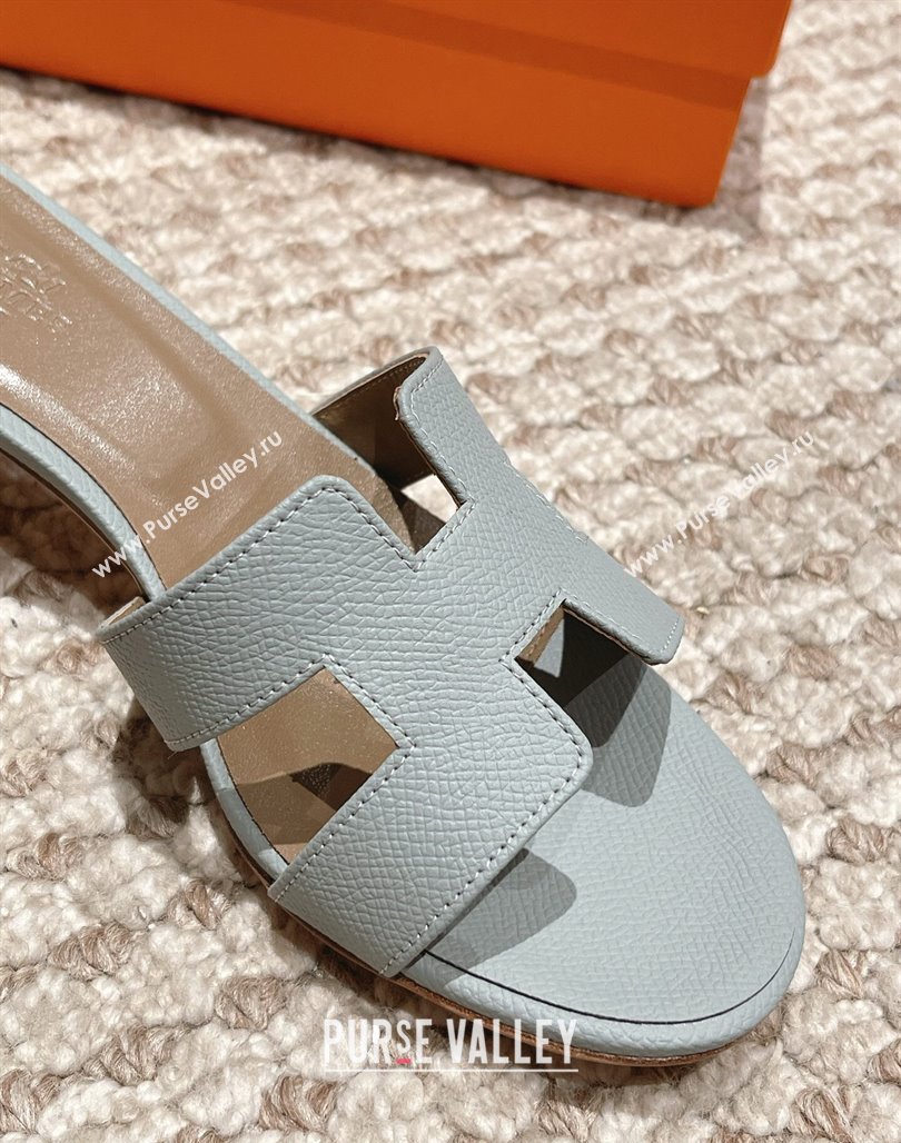 Hermes Classic Oasis Heel Slide Sandals 4.5cm in Palm Grained Leather Pale Blue 2024 0123 (MD-240123009)