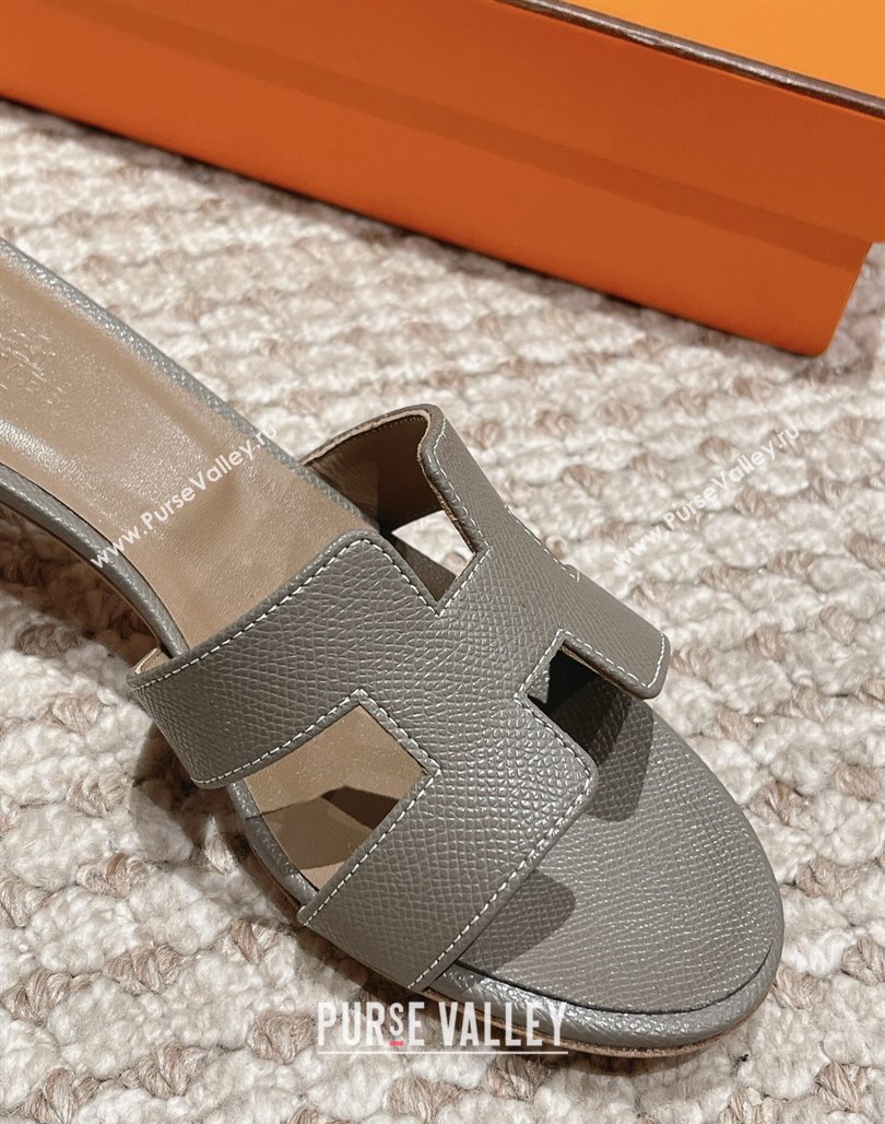 Hermes Classic Oasis Heel Slide Sandals 4.5cm in Palm Grained Leather Grey 2 2024 0123 (MD-240123011)