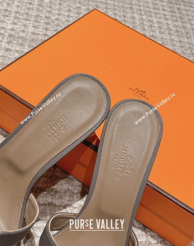 Hermes Classic Oasis Heel Slide Sandals 4.5cm in Palm Grained Leather Grey 3 2024 0123 (MD-240123012)