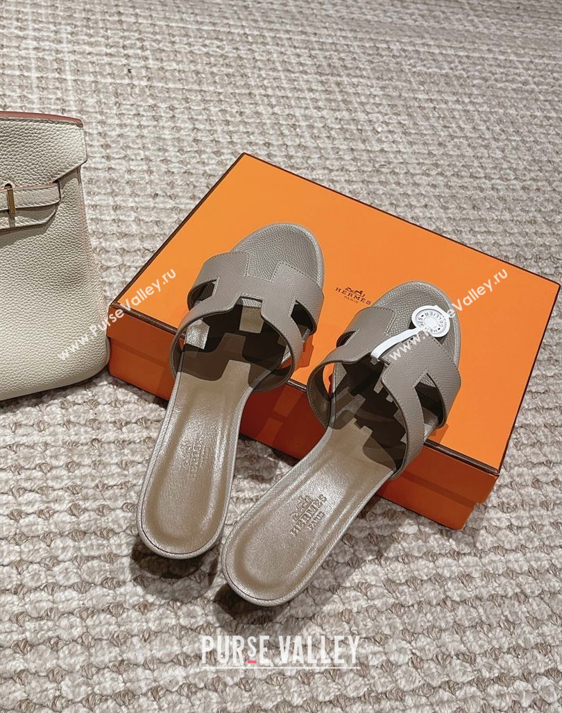 Hermes Classic Oasis Heel Slide Sandals 4.5cm in Palm Grained Leather Grey 4 2024 0123 (MD-240123014)