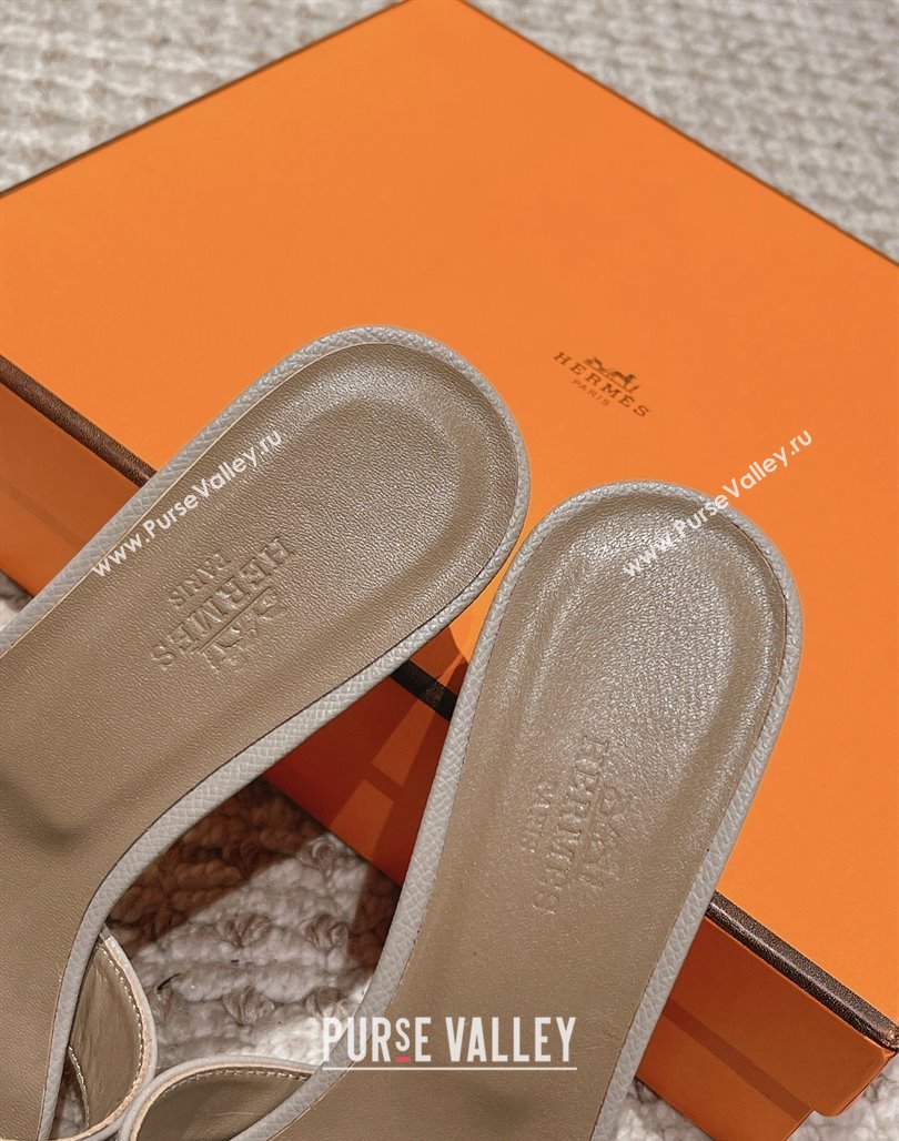 Hermes Classic Oasis Heel Slide Sandals 4.5cm in Palm Grained Leather Grey 4 2024 0123 (MD-240123014)