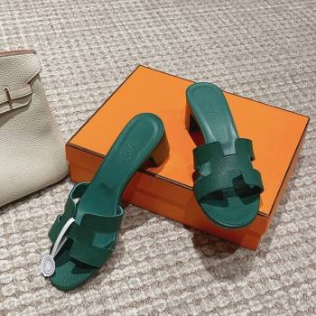 Hermes Classic Oasis Heel Slide Sandals 4.5cm in Palm Grained Leather Green 11 2024 0123 (MD-240123021)