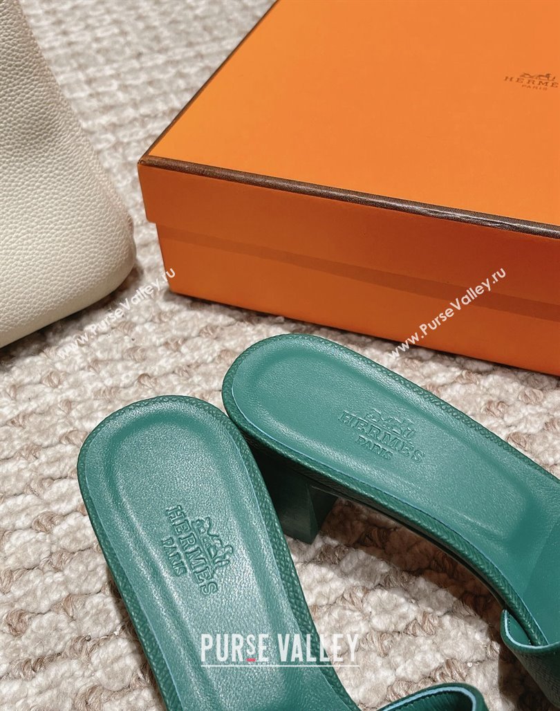 Hermes Classic Oasis Heel Slide Sandals 4.5cm in Palm Grained Leather Green 11 2024 0123 (MD-240123021)