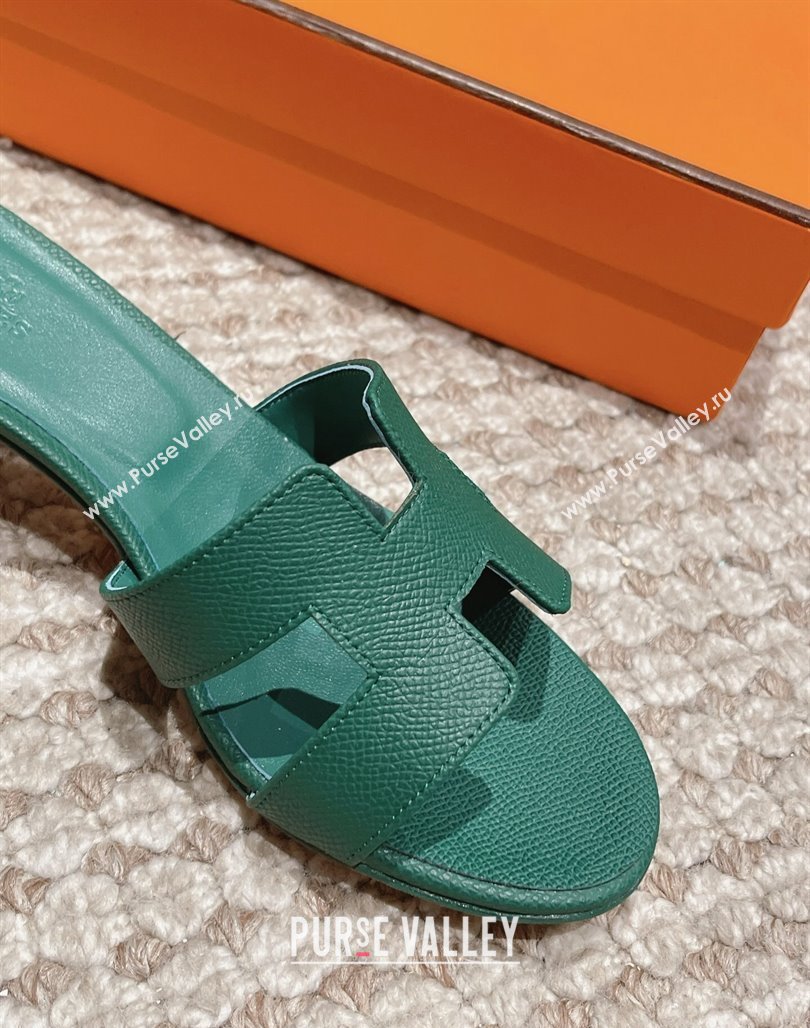 Hermes Classic Oasis Heel Slide Sandals 4.5cm in Palm Grained Leather Green 11 2024 0123 (MD-240123021)