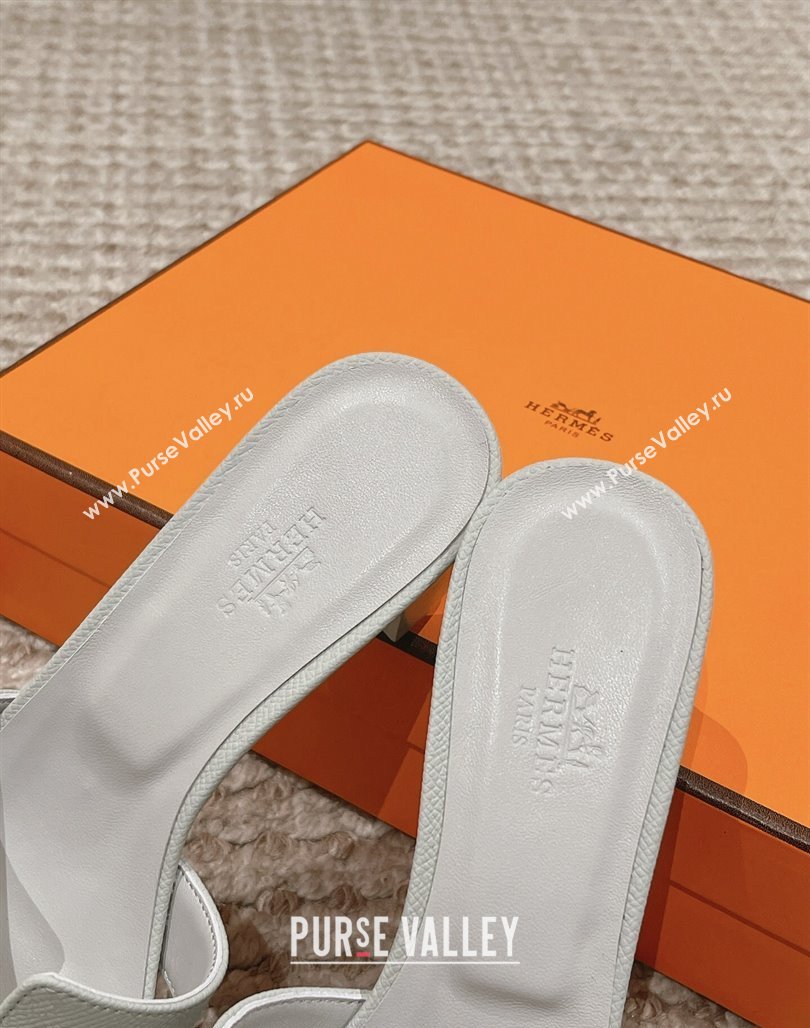 Hermes Classic Oasis Heel Slide Sandals 4.5cm in Palm Grained Leather Pale Grey 2024 0123 (MD-240123024)