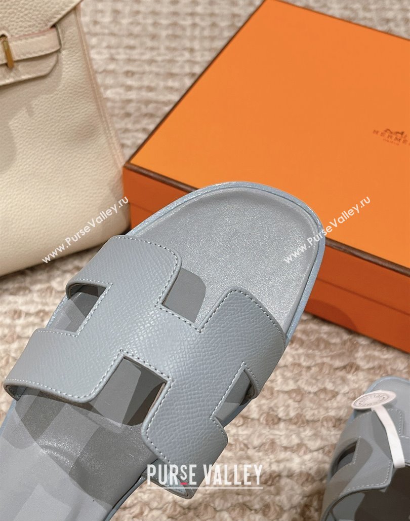 Hermes Classic Oran Flat Slide Sandals in Palm Grained Leather Grey 02 2024 0123 (MD-240123040)