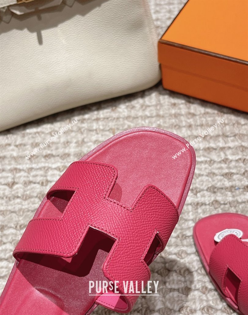 Hermes Classic Oran Flat Slide Sandals in Palm Grained Leather Pink 14 2024 0123 (MD-240123053)