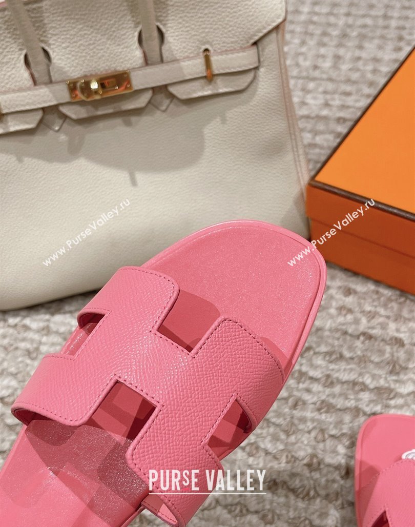 Hermes Classic Oran Flat Slide Sandals in Palm Grained Leather Pink 21 2024 0123 (MD-240123061)